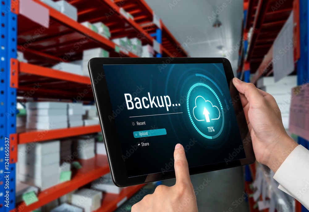 Poster backup storage data internet technology business concept. database storage cloud technology file dat