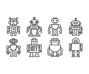 robot character icons set vector illustration