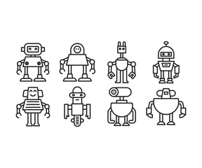 robot character icons set vector illustration