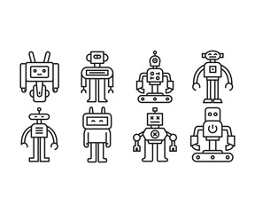 robot character icons set vector illustration