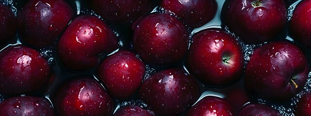  Close-up of dark red apples
