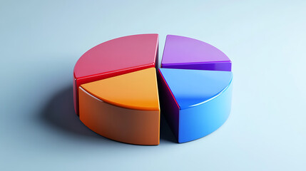 A colorful pie chart is cut into four pieces