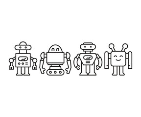 robot character icons set vector illustration