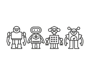 robot character icons set vector illustration