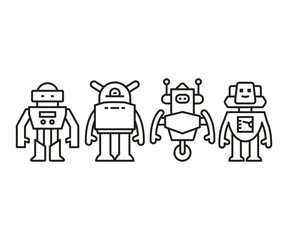 robot character icons set vector illustration