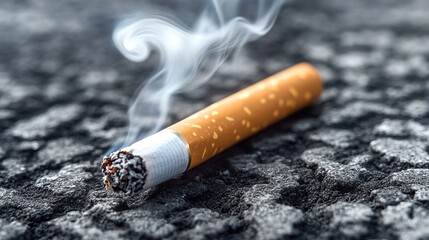 A cigarette butt lying on the ground.