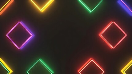 Colorful neon diamonds, dark background, abstract design