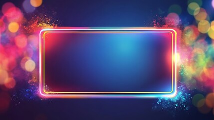 Obraz premium Colorful neon frame, bokeh background