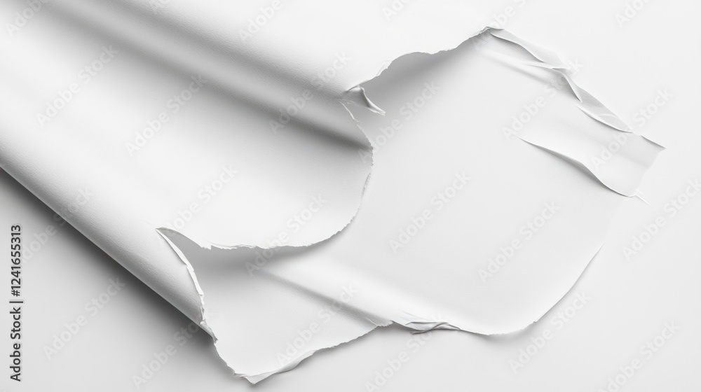 Aufkleber A ripped-off corner of a paper with rough edges and fibers visible, often used as a prop or symbol in storytelling