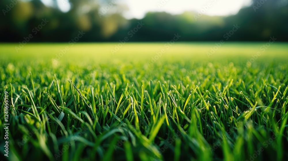 Aufkleber A serene scene of a green field with trees in the background, ideal for use in nature-inspired designs and projects