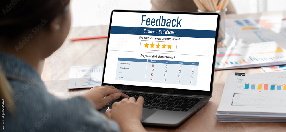Poster customer feedback and review analysis by brisk computer software for corporate business