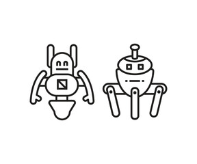 Obraz premium robot character line icons set