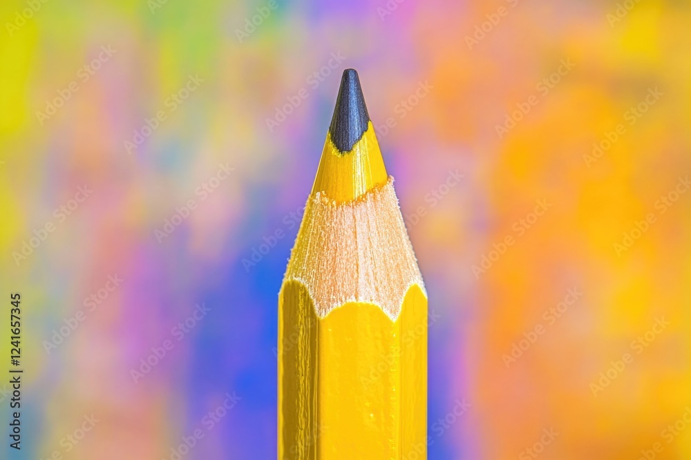 Poster a close-up shot of a yellow pencil with a blue tip, ideal for use in illustrations or graphics