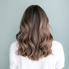 Naklejka premium model in a cool-toned, smoky brown hair