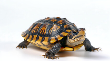 Obraz premium A small turtle is standing on a white background