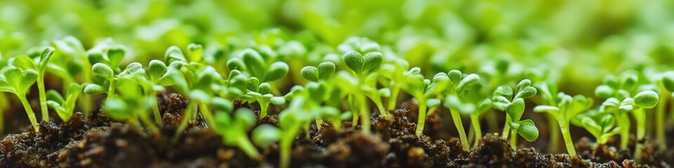 Obraz premium A close-up shot of young grass sprouts growing together, possibly in a garden or meadow