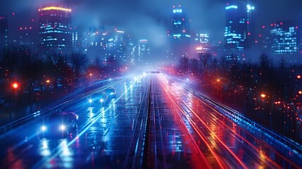 Glowing Cityscapes A Futuristic Vision of Urban Illumination and Architectural Grandeur