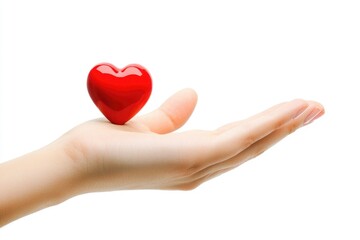 Obraz premium A person holds a red heart in their hand, symbolizing love and affection
