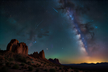  Mystical Cloudburst Illuminating a Starry Night Sky
