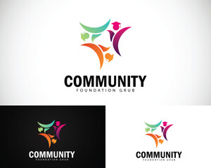 community logo design concept charity team connection education creative