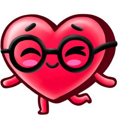 Smiling Nerdy Heart with Glasses, Funny Valentine’s Icon