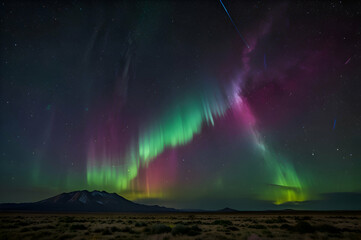 Breathtaking Northern Lights Over Scenic Mountain Landscape at Night