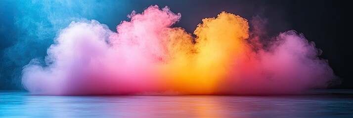 Naklejka premium Colorful Smoke Clouds Illuminated Against a Dark Background