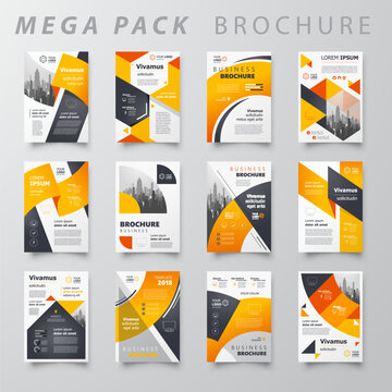 Mega pack Brochure design template flyer set yellow and orange color