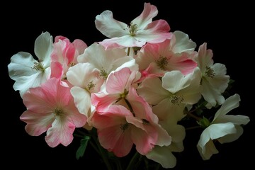 A bouquet of fresh pink and white flowers arranged in a decorative vase