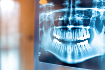 Obraz premium X-ray image of a tooth showing a gap where a tooth is missing, useful for medical or dental contexts