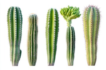 Collection of cactus plants on a white surface