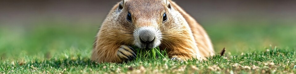 A ground squirrel stands tall on a vibrant green field, providing a snapshot of its natural habitat