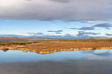 Obraz premium Landscape with a river, Kudafljot, Iceland