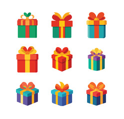 set of colorful gift boxes illustration on white background 
