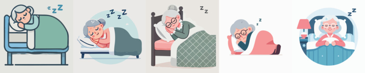 vector of an elderly person sleeping soundly