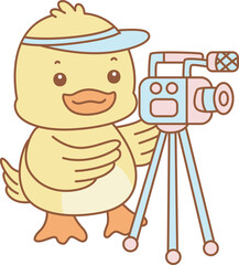 Cute Duck vector icon. Funny baby Duck animal series stock illustration. life of fluffy Duck designs.