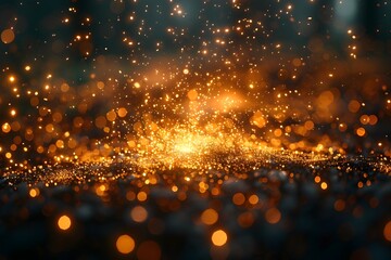 Vibrant Golden Sparkling Explosion Bursts in a Festive Lighting Up the Night