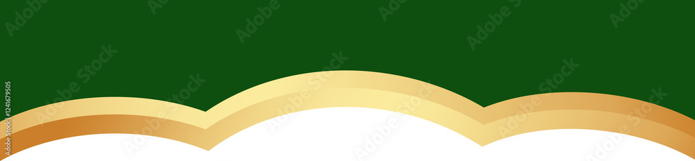Wall mural border shape for banner design. green header section with golden line. abstract bottom background fo