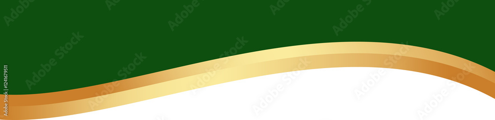 Wall mural border shape for banner design. green header section with golden line. abstract bottom background fo