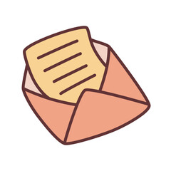 Doodle letter envelope icon hand drawn with thin line in minimalistic style and colored. Vector illustration