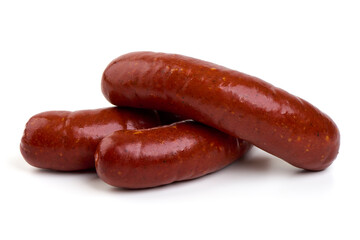 Pork sausages, Oktoberfest dishes, isolated on white background.