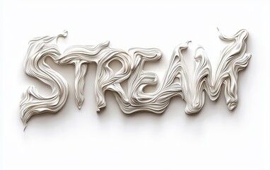 of the word STREAM shaped from fluid dynamic waves, isolated on white