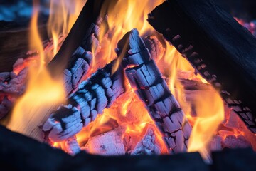 Fototapeta premium close-up photo of flickering bonfire flames capturing essence of walpurgis night