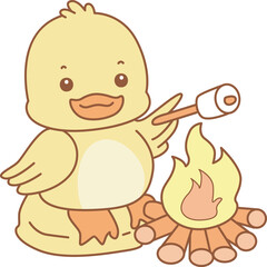 Fototapeta premium Cute Duck vector icon. Funny baby Duck animal series stock illustration. life of fluffy Duck designs.