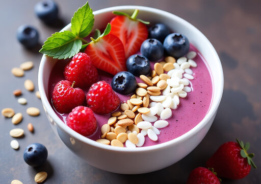 fresh mix berries nuts seeds coconut creates delicious healthy smoothie