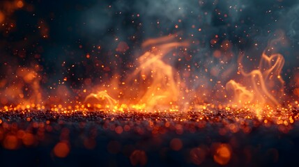 Fiery Explosion of Sparks and Smoke in Dark Background with Dramatic Flaming Inferno