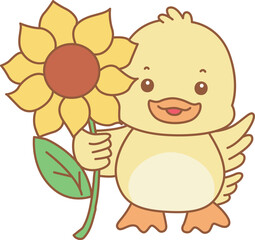 Cute Duck vector icon. Funny baby Duck animal series stock illustration. life of fluffy Duck designs.