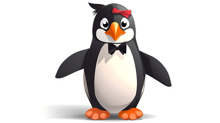Fototapeta premium A penguin with a bow tie and a bow on its head