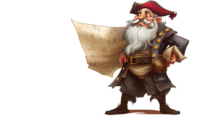 Obraz premium A cartoonish pirate with a red hat