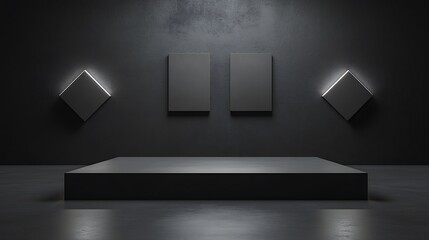 Dark room, platform, mockups